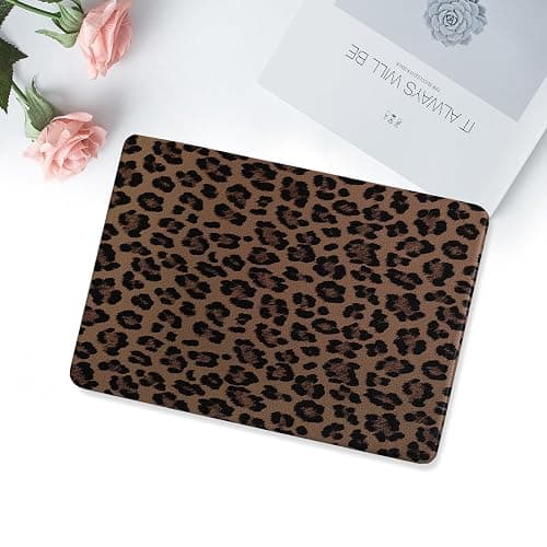 MOSISO Compatible with MacBook Air 13 inch Case 2022 2021 2020 2019 2018 Release A2337 M1 A2179 A1932, Anti-Fingerprint Cheetah Spots PU Leather Coated Plastic Hard Shell Case&Keyboard Cover, Brown thumbnail 7