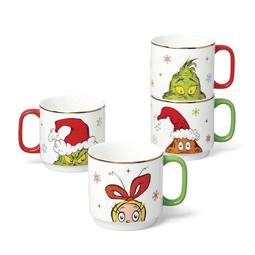 Lenox 898097 Merry Grinchmas Stackable Mugs, Service For 4, Assorted, Christmas, Drinkware Set, Holiday Glasses thumbnail 3