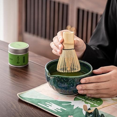 Clay&Fire Matcha Whisk Set，9 Pcs Ceramic Matcha Set, 15 OZ Matcha Bowl with Spout and Whisk for Friend, Ideal Gift for Matcha Lover（Starry） thumbnail 2