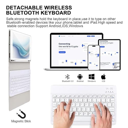 APHBZGE for iPad 6/5th Generation Case with Keyboard 2018/2017,Detachable Bluetooth Keyboard case for iPad Air 2/1,iPad Keyboard Case 9.7 inch with Pencil Holder,Square Keycaps,Gray thumbnail 5