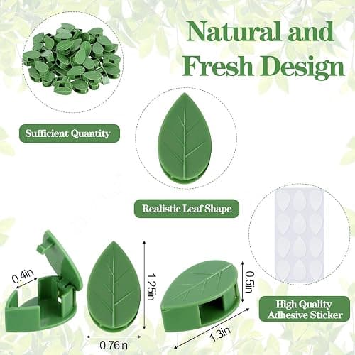Geiserailie 60 Plant Climbing Clips Wall Fixture with 72 Stickers for Vine | Invisible Leaf Traction Fixer, Self-Adhesive Hook, Indoor Outdoor Use, Decoration, Clear Acrylic Sticker thumbnail 2