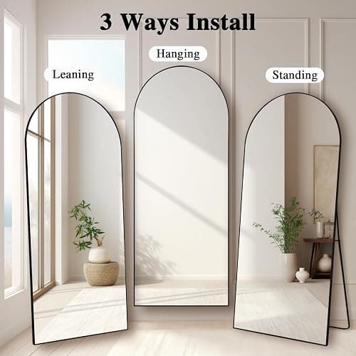 LunaMirror Gewölbter Spiegel Ganzkörperspiegel 192 x 85 cm Stehspiegel Bodenspiegel Groß Standspiegel für Schlafzimmer Wohnzimmer Flur Eingang Wandspiegel Schwarzer thumbnail 4