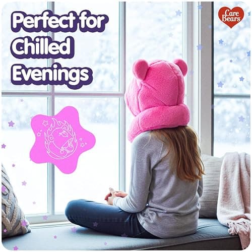 Care Bears - Cheer Bear Snuggle Hood, Travel Pillow with Hood, Soft Plush Neck Support, Lightweight, Comfortable and Breathable, Airplane, Care and Train Travel - Pink thumbnail 5