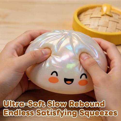 Glitter Dumpling Squishy,Dumpling Squishies,Glitter Dumpling Mystery Box,Colorful Dumpling Stress Balls Fidget,Jumbo Squishy Toy with Steamer Box,Soft Squeeze Decompression Dough (Glitter Green) thumbnail 6