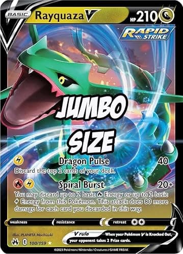 Jumbo Pokemon Card – Rayquaza V 100/159 – Crown Zenith – Oversize Card - Image 1