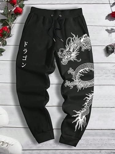 COZYEASE Men's Plaid Letter Print Sweatpants Drawstring Waist Tie Front Jogger Pants with Pocket thumbnail 4