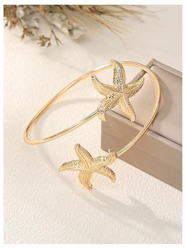 MakeMeChic Beach Gold Arm Cuff Jewelry for Women Bangle Band Armlet Flower Upper Arm Cuff Bracelet Summer Beach Essentials thumbnail 3