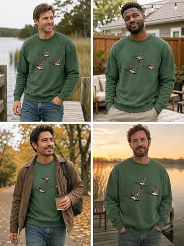 Mallard Duck Sweatshirt Camo Hunting Season Duck Sweatshirts for Women Men | Vintage Fall Scene Duck Sweatshirt Flying Mallards Camouflage Cozy Season Autumn Hoodies, Lightweight, Breathable thumbnail 4