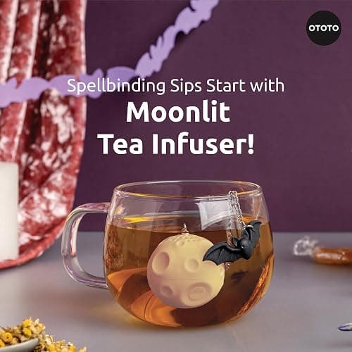 Cute Tea Strainers - Loose Leaf Tea Steeper, Tea Infuser for Loose Leaf Tea, Tea Diffusers, Tea Accessories, Mushroom Gifts, Cute Kitchen Accessories, White Elephant Gifts, (Moonlit, Spooky, Gothic) thumbnail 3