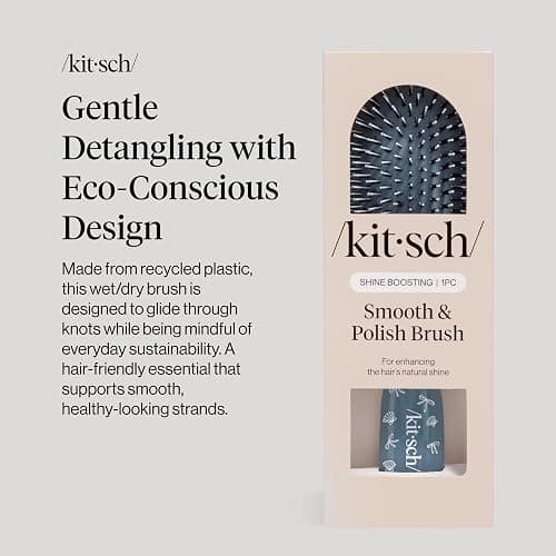 Kitsch Smooth & Polish Brushes – Dual Bristle Brush, Frizz Control Detangler Hair Brush, Nylon Hairbrush for Women Cushioned Pad for Scalp Massage, Hair Tool for All Hair Types - Coastal Blue Print thumbnail 2