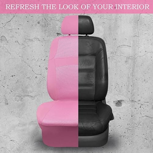 CAR PASS Pink Car Seat Cover Full Sets, Air Breath in Summer Mesh Seat Cover 5mm Sponge Airbag Composite, Cute for Women Girly, Universal Fit SUV, Vans, sedans,Trucks, Automotive Interior All Pink thumbnail 6