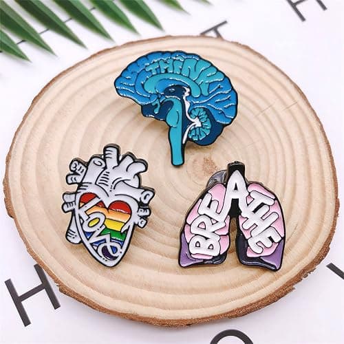 LIUJINCAN (3 PCS) Horror Skeleton Record Player and Unique Heart Brain Lung Enamel Pins Set, Accessory for DIY Backpacks Clothes Jeans Hats Badge and Gift thumbnail 8