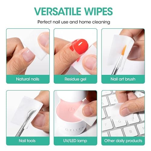 GELLEN Nail Cleanser Pads, 200 Pack Alcohol Prep Pads Nail Cleanser Wipes Remove Tacky Residue, Lint-free Glossy Wipes for Acrylic/Builder/Gel Polish Travel Individually Wrapped for Perfect Manicure thumbnail 7