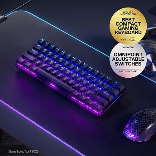 SteelSeries Apex Pro Mini Wireless Keyboard - 60% Design - OmniPoint 2.0 - Quantum 2.0 Wireless - Double Shot PBT Keycaps - Black thumbnail 2