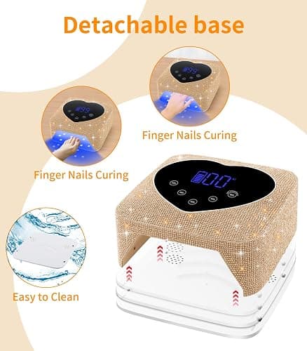 UV Light for Nails, 72W Cordless UV Nail Lamp for Gel Nails, Rechargeable Gold Diamond LED Dryer with 5 Timer Setting,Touch Control & Auto Sensor, Fast Light Curing Lamp for Salon & Home thumbnail 6