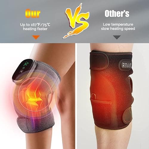Heated Knee Massager Shoulder Heating Pads Elbow Brace 3 in 1 with Vibration, Cordless Rechargeable Heating Knee Warmers Wrap for Shoulder Elbow Knee Stress Relief thumbnail 4