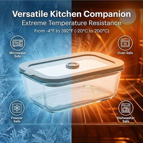 Encheng 5 Pack 35 oz Glass Meal Prep Containers, Plastic-Free Glass Food Storage Containers with Lids, 4.4 Cups Airtight Glass Lunch Containers for Leftovers, Microwave, Oven, Freezer and Dishwasher thumbnail 7