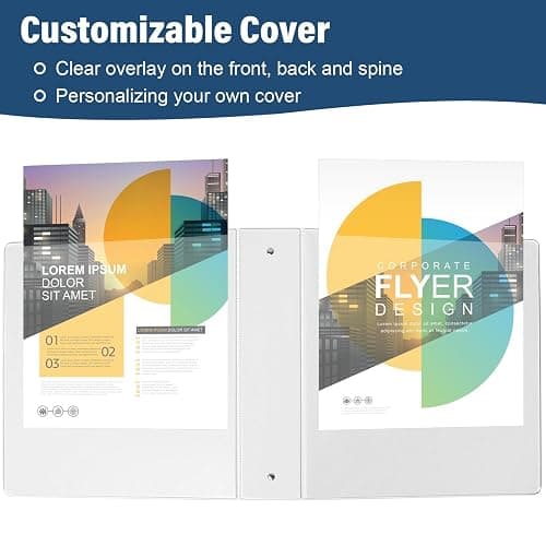 2-Inch 3-Ring Binder with Pockets, 2’’ Premium View Binders with Three Ring Binders Holds up to 450 Sheets US Letter Size, Bulk Pack of 6, Perfect for Home, Office, and School(XY014-WH) thumbnail 5
