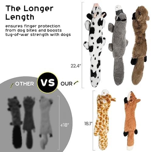 Nocciola 5 pcs Crinkle Dog Squeaky Toys with Double Layer Reinforced Fabric, Durable Dog Toys, No Stuffing Plush Dog Toy Set for Small to Large Dogs thumbnail 4