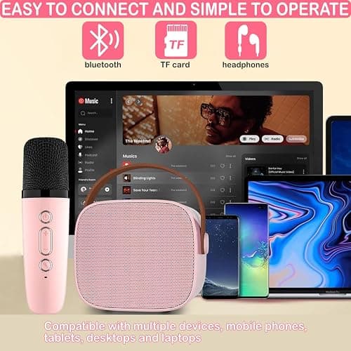 Mini Karaoke Machine for Kids & Adult, 4-12 Years Old Girls Christmas Birthday Gift for Boys, Karaoke Toys Gifts for Girls Ages 4, 5, 6, 7, 8, 9, 10, 12 +Year Old Birthday Party thumbnail 4
