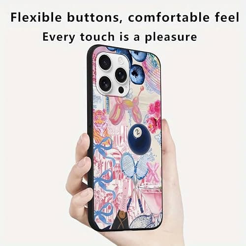 Zrutru 2 Pack Preppy Pink Collage Phone Cases for iPhone 16 Pro Max Case Trending Collage Phone Case Shockproof Soft Silicone TPU Bumper Cover Phone Case Funda for iPhone 16 Pro Max 6.9 Inch thumbnail 4
