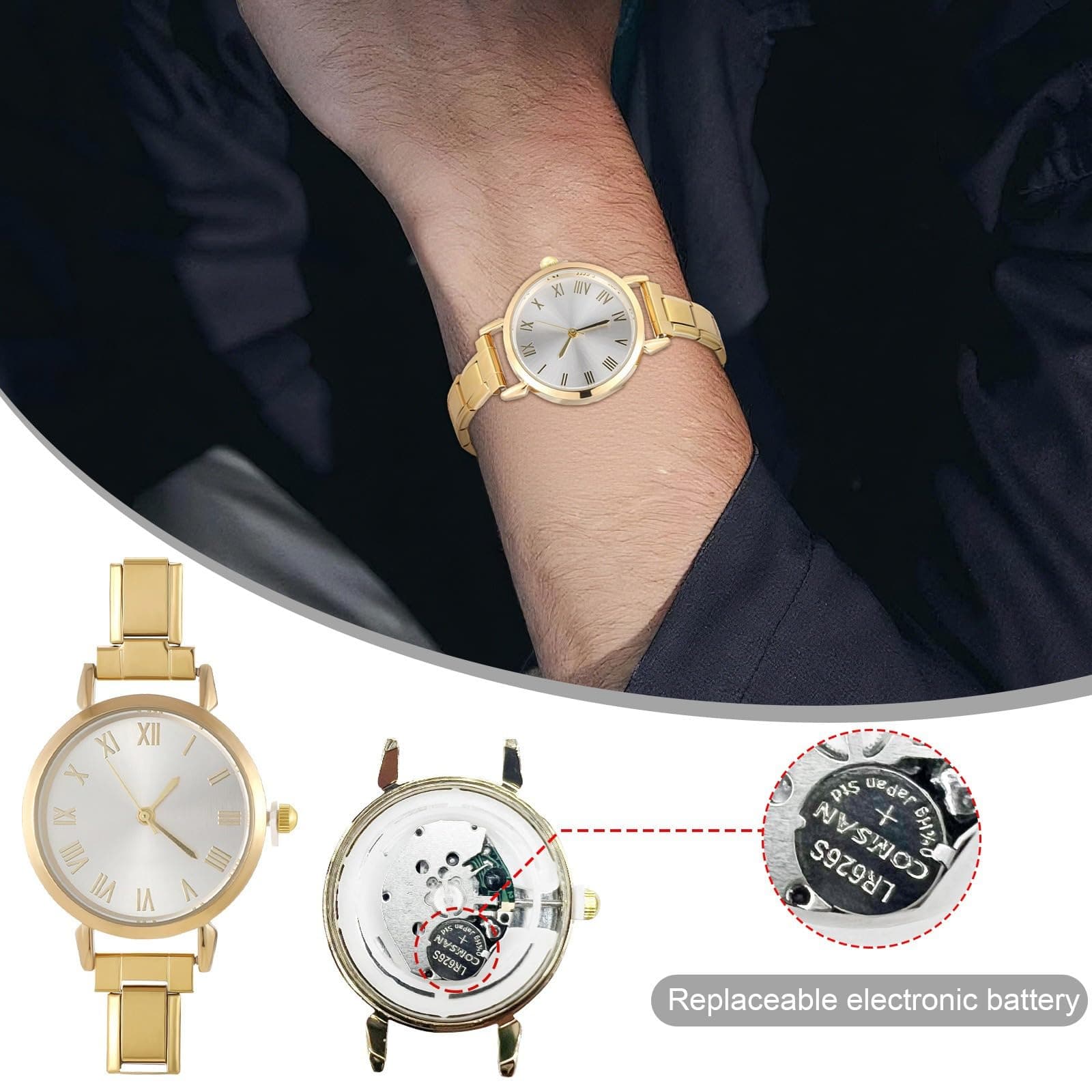 papasgix Italian Charm Bracelet Watches for women men Watch Charm Bracelet Band Star Watch Italian Charms Gold Silver Watches Compatible with 9MM Italian Bracelets Charms thumbnail 4