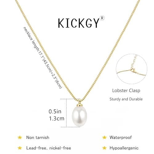 Pearl Necklaces for Women Trendy,Dainty Gold Necklace 14K Gold Plated Pearl Pendant Necklace Single Pearl Necklace Cute Choker Necklace Gold Lariat Necklace Simple Chain Necklace Bridal Gifts thumbnail 3
