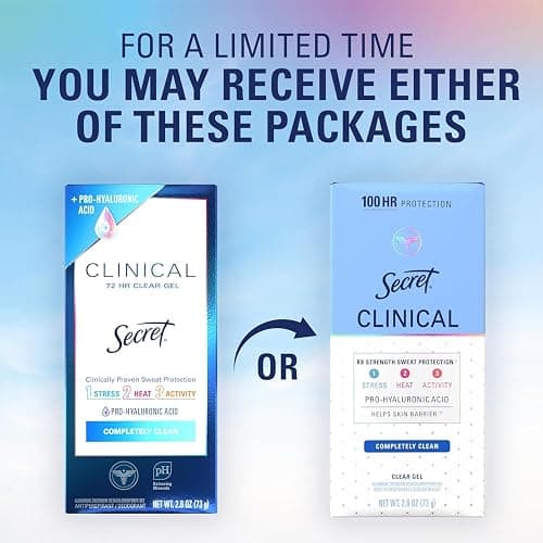 Secret Clinical Strength 100HR Sweat & Odor, Clear Gel Antiperspirant Deodorant for Women, 3X Stress Protection with Hyaluronic Acid, PH Balancing Minerals, Completely Clean Scent, 2.6 oz thumbnail 10