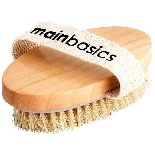 MainBasics Dry Brushing Body Brush for Lymphatic Drainage, Dry Skin, Cellulite, Blood Circulation with Exfoliating Natural Bristles for Flawless Skin - Image 1