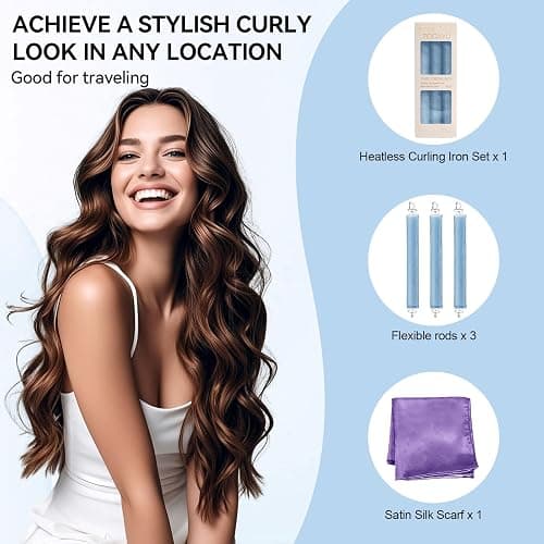 Togayu Togayu Heatless Curls Overnight Set - Jumbo Overnight Hair Curlers to Sleep In, Soft Velvet Hair Rollers for Women, No Damage Curls Styling Tools 3pcs thumbnail 5