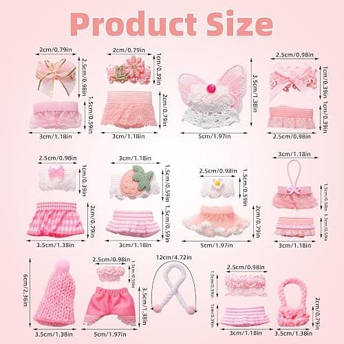 10 Sets Doll Outfits for 3 Inch/7.5-8cm Doll Pack, Mini Toys Clothes Pack with Tops & Skirts & Accessories Mini Figure Costume Clothing for Collector Display and Decoration thumbnail 4