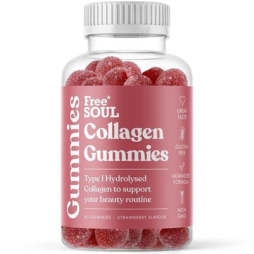 Collagen Gummies by Free Soul | High Strength Marine Collagen Supplement | Advanced Superior Type 1 Hydrolysed Collagen Peptides | Triple Strength Pure Formulation Supplement | 60 Gummies - Image 1