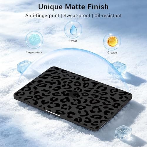 MOSISO Leopard Grain Hard Case Compatible with MacBook Neo 13 inch 2026 Release Model A3404, 3 in 1 Crack-Resistant Protective Hard Shell Case&Keyboard Cover&Screen Protector, Black thumbnail 2