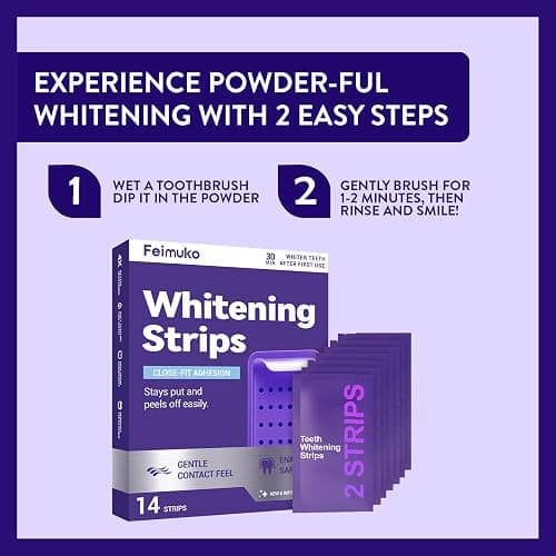Gentle Daily Purple Teeth Whitening Strips – Enamel-Friendly, No Peroxide Formula for Sensitive Teeth, Reduce Surface Coffee & Tea Stains, Portable Teeth Care for Home & Travel (14 Strips) thumbnail 8
