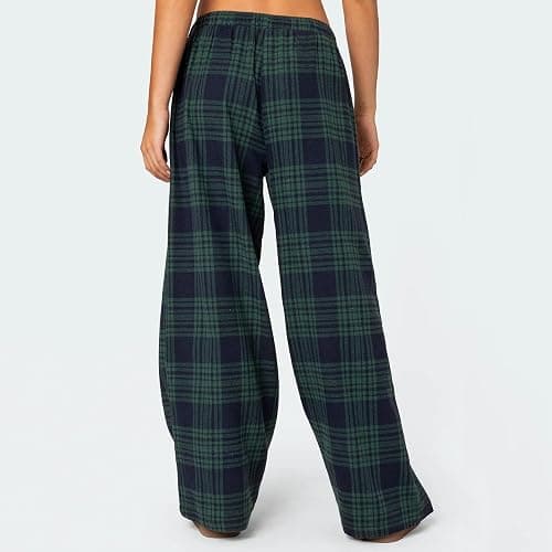 Women Christmas Pajamas Pants Plaid Wide Leg Lounge PJ Bottoms Low Rise Drawstring Pajama Bottom Pants Sleepwear thumbnail 6