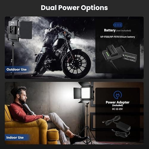 NEEWER 2 Pack Bi Color 660 LED Video Light and Stand Kit: (2) 3200-5600K CRI 96+ Dimmable Light with U Bracket and Barndoor, (2) 75 inches Light Stand for Studio Photography, Video Recording (Black) thumbnail 7