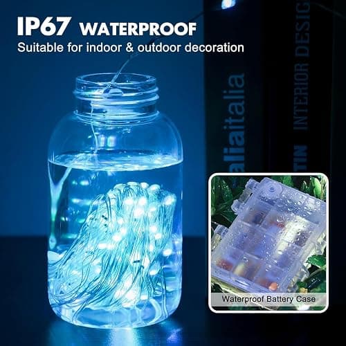 39Ft 120 LED Fairy Lights Battery Operated, RGB Color Changing String Light with Remote and Timer, Battery Powered Twinkle Lights for Bedroom, Dorm, Wall, Mason Jar, Backyard Indoor Outdoor Christmas thumbnail 9