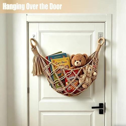 Halidali Hanging Fruit Hammock for Kitchen Under Cabinet, 2 Pack Basket Fruit Holder Net Boho Handwoven Vegetable Storage Organizing Saves Counter Space for Potato, Onion, Gifts (Linen) thumbnail 5