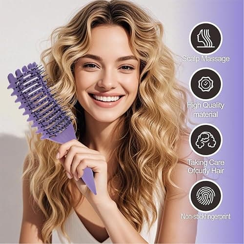 Boar Bristle Vented Curly Hair Brush for Shaping and Defining Curls in Women thumbnail 6