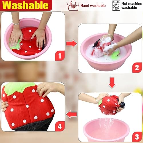 Guinea Pig Bed Rabbit Hideout Warm Fleece Cuddle Cup Washable Winter Sleeping House for Small Pet/Ferret/Chinchilla/Bunny (Strawberry Style) thumbnail 5