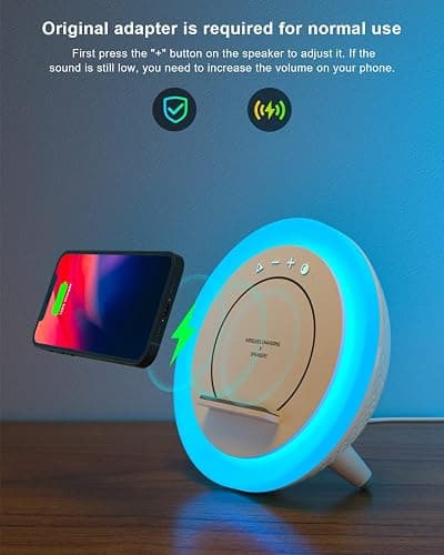 SIDVAR Bluetooth Speaker Night Lightsr,Wireless Charging Modern Speaker,Best Teenage Birthday Gift Ideas Applicable for Bedroom/Tween Girls Gifts/Please use The Original Adapter thumbnail 2