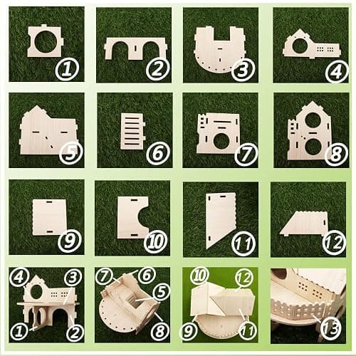 Hamster Forest Lookout Wood House Fun House Double-Decker Hut for Young Dwarf Gerbil Mouse Mice Rat Small Animals(Size Only for Small Hamster) thumbnail 8