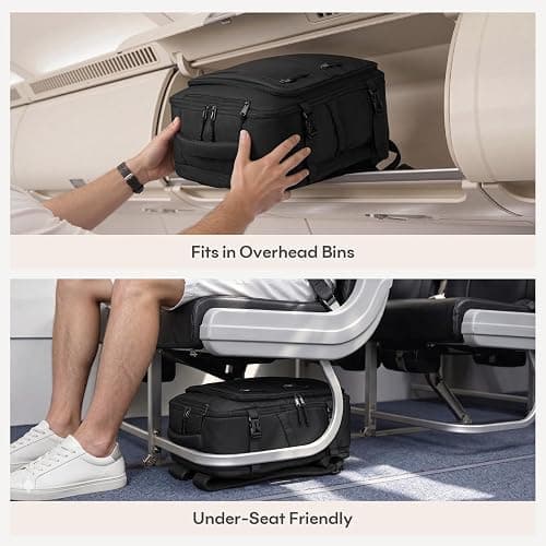 mibasies 30L Travel Backpack for Women & Men: Carry On Luggage Flight Approved, TSA Laptop Backpack with Water Bottle Pocket, Personal Item Bag Fits 15.6" Laptop for Weekender Business - Navy thumbnail 3