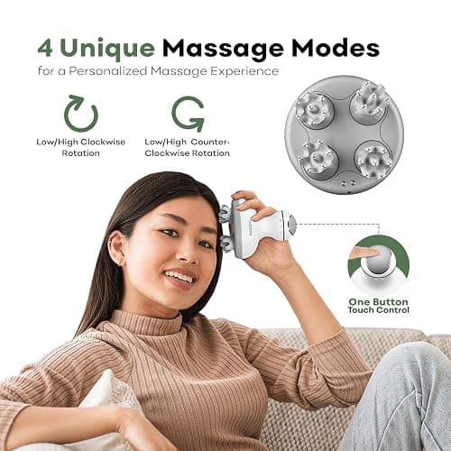 adomii Electric Scalp Massager Cordless, Waterproof Handheld Head Hair Massage Massager, 84 Kneading Nodes & Pet-Friendly Cat Massager- Ideal Gift thumbnail 4