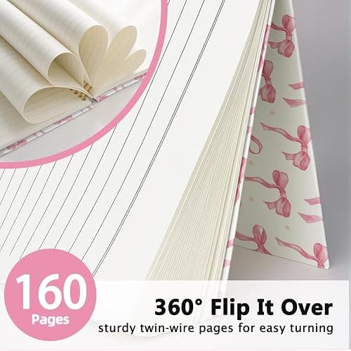 LIANGW Cute Pink Diary Journal for Teen Girls & Women, Cute Preppy Bow Stuff Christmas Gifts for Women Girls - Cute School Supplies, Coquette Stuff Pink Bow Bible Hardcover Spiral Notebook 5.5x8.3 thumbnail 5