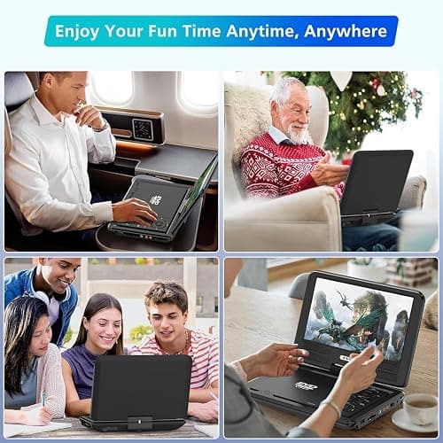 PJGCWB 11.5" Portable DVD Player with 9.5" Swivel Screen, 5-Hours Rechargeable Battery, Car DVD Player for Kids,，Supports SD Card/USB/CD/DVD and Multiple Disc Formats, High Volume Speaker(Inches, 9.5) thumbnail 5