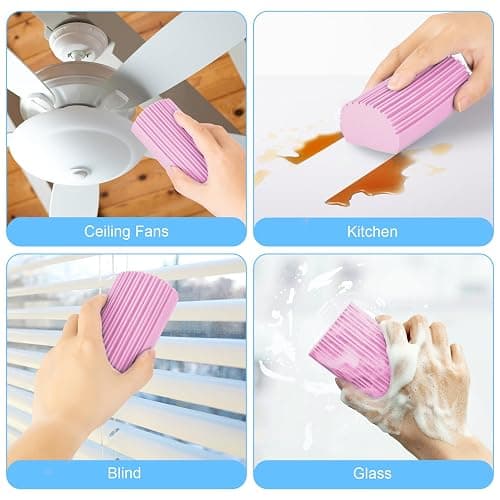 YFUIF 2-Pack Damp Clean Duster Sponge, Magic Sponge Eraser Baseboard Cleaner Tool, Dusters for Cleaning Blinds, Glass, Vents, Railings, Mirrors,Window Track Grooves and Faucets thumbnail 4