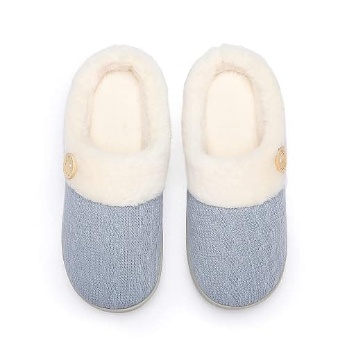 Chantomoo Womens Slipper Warm Comfy Memory Foam House Slippers Knitted Shoes Faux Fur Lined Anti-Skid Rubber Sole Bedroom Cozy Indoor Outdoor Slippers thumbnail 5