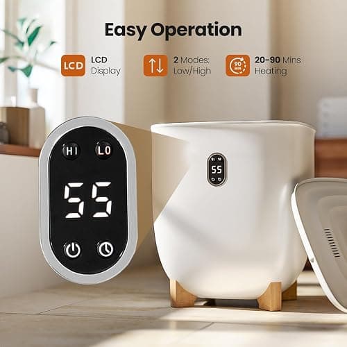 AGLUCKY Towel Warmer for Bathroom, 25L Large Towel Warmers Bucket with 2 Heating Modes, LCD Screen, 20/40/60/90 Min Auto Shut-Off, Fits Blankets, Bathrobes, PJ's, Ideal Gift for Family, White thumbnail 5