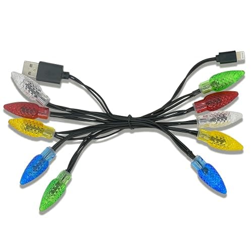 Christmas Light Phone Charging Cable Charger Cord USB-A to Light-ning 55"/10 LED Festive Bulb Cables Compatible with iPhone 5/6/7/8/13/14 Plus Pro X XR XS Max thumbnail 4